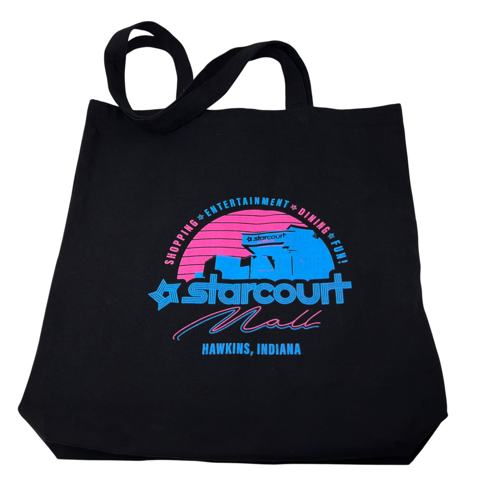 Stranger Things Tote Bag Starcourt Mall Popup Exclusive Black Cotton Retro 80s
